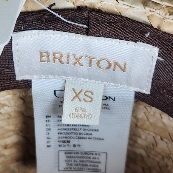 BRIXTON Leigh Straw Fedora Hat Extra Small 6 3/4 Adjustable Timeless UV 50 - Picture 10 of 11